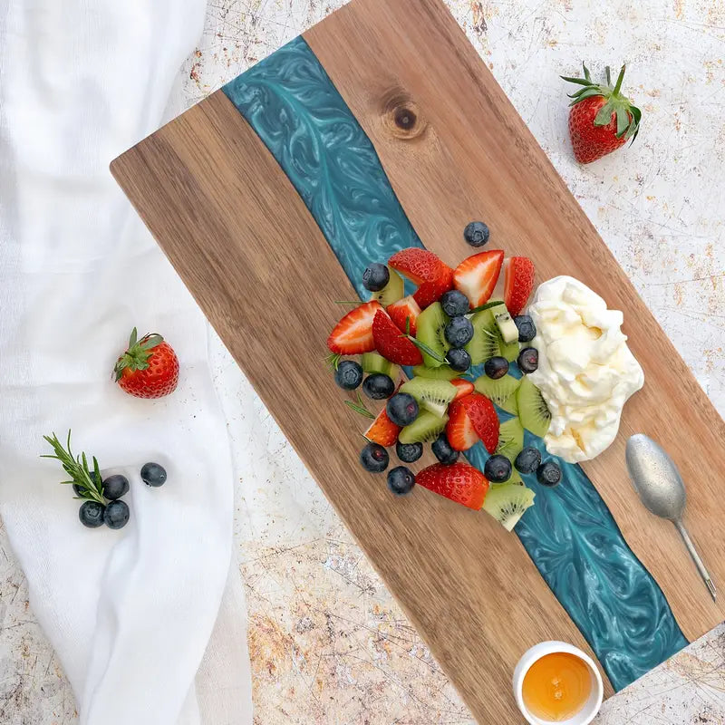 Ember Oak & Co. Resin River Acacia Charcuterie Board