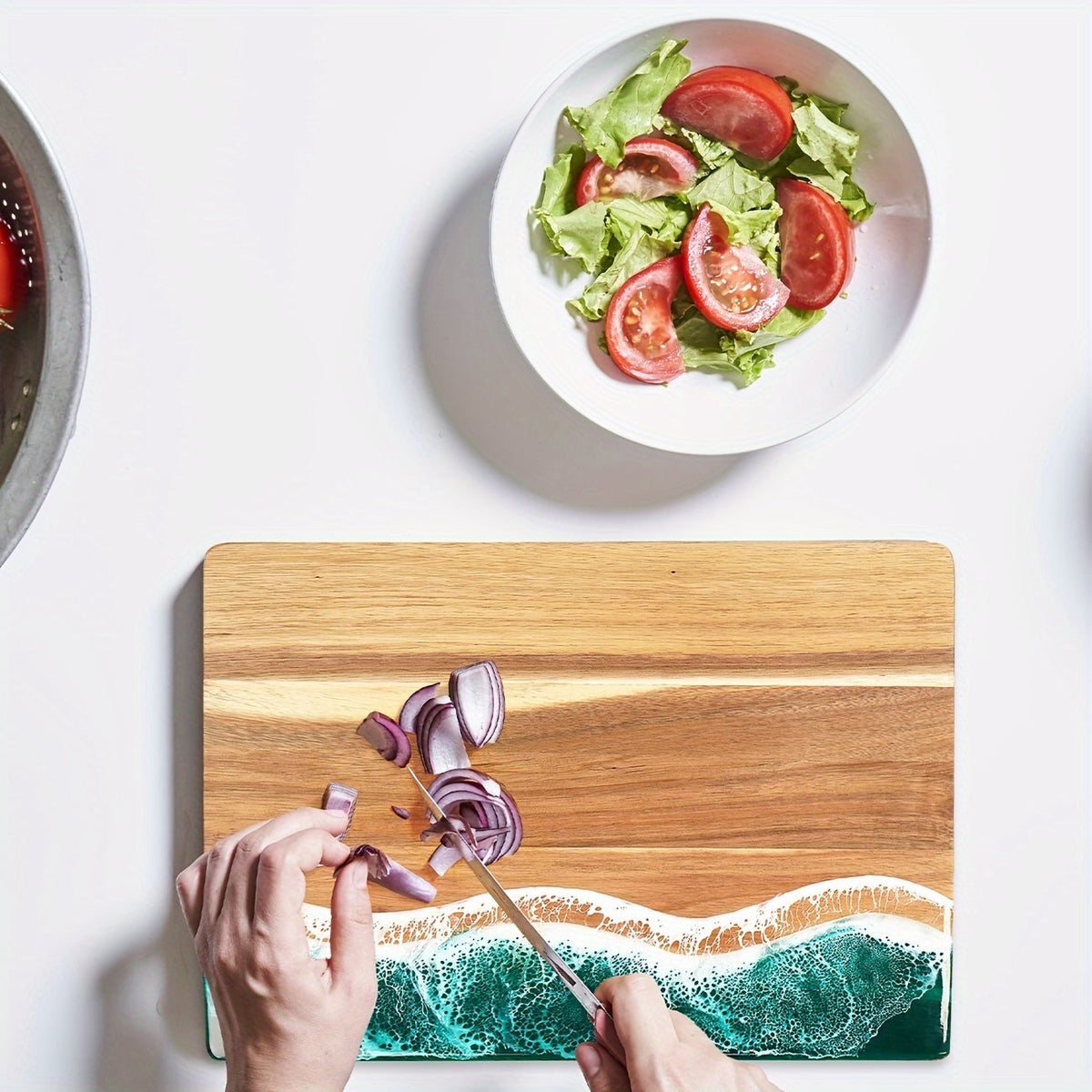 Ember Oak & Co. Wave Resin Acacia Wood Cutting & Serving Board