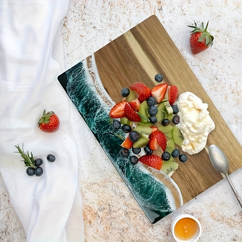 Ember Oak & Co. Wave Resin Acacia Wood Cutting & Serving Board