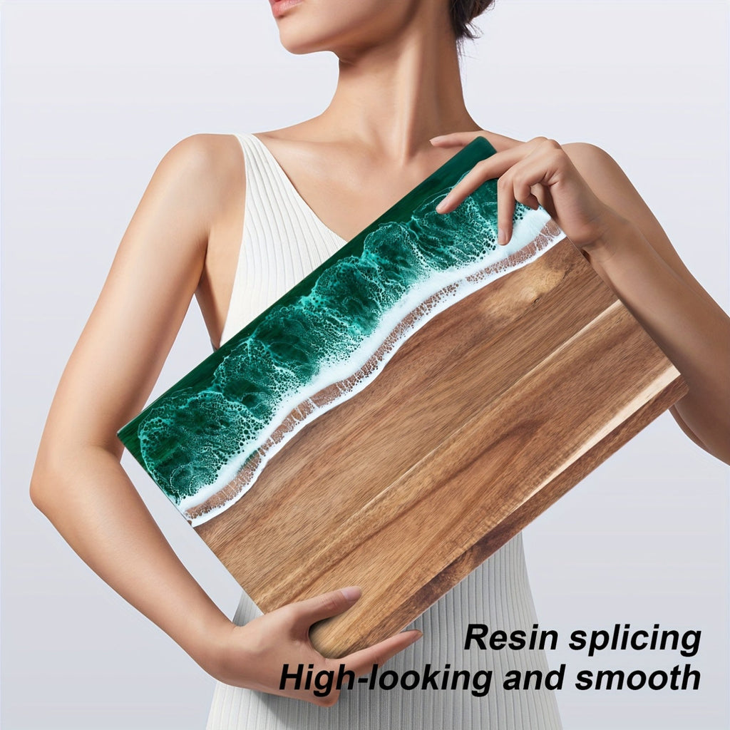 Ember Oak & Co. Wave Resin Acacia Wood Cutting & Serving Board