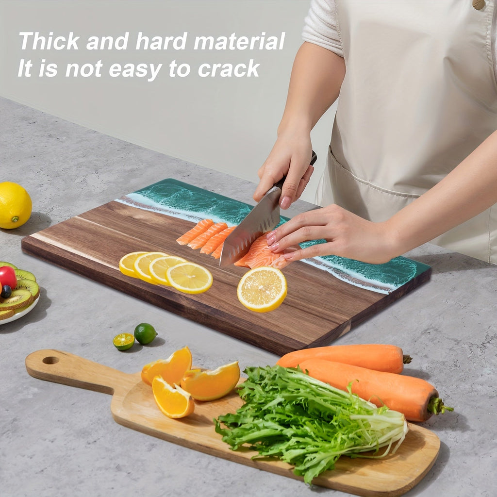Ember Oak & Co. Wave Resin Acacia Wood Cutting & Serving Board