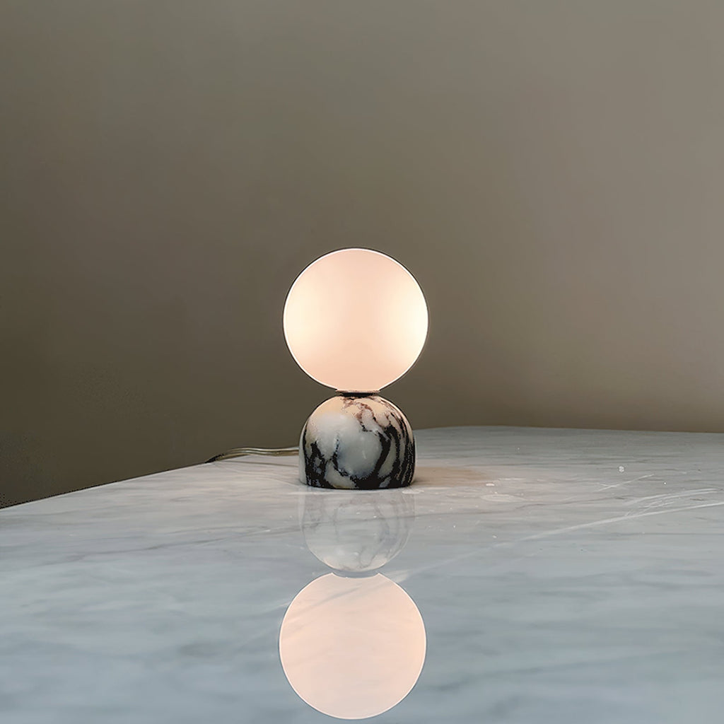 Ember Oak & Co. Aalia Marble Table Lamp — Natural Travertine Stone