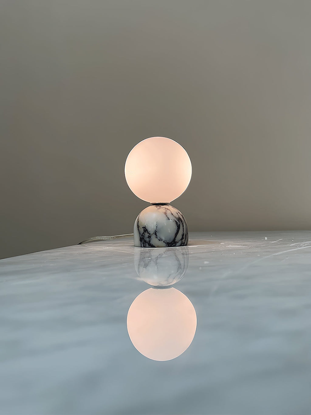 Ember Oak & Co. Aalia Marble Table Lamp — Natural Travertine Stone