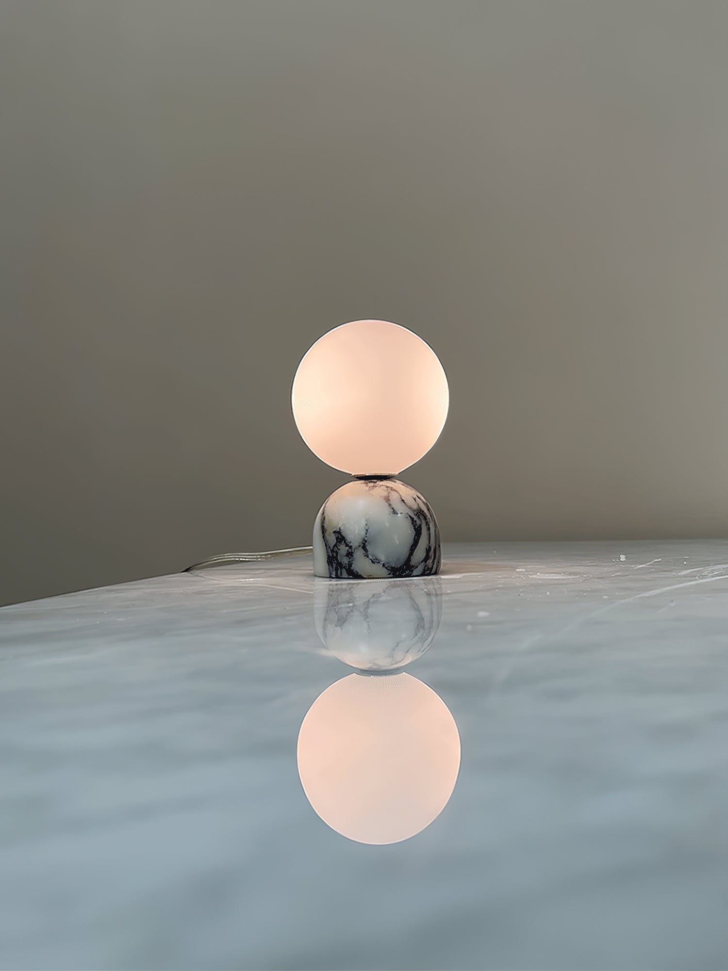 Ember Oak & Co. Aalia Marble Table Lamp — Natural Travertine Stone