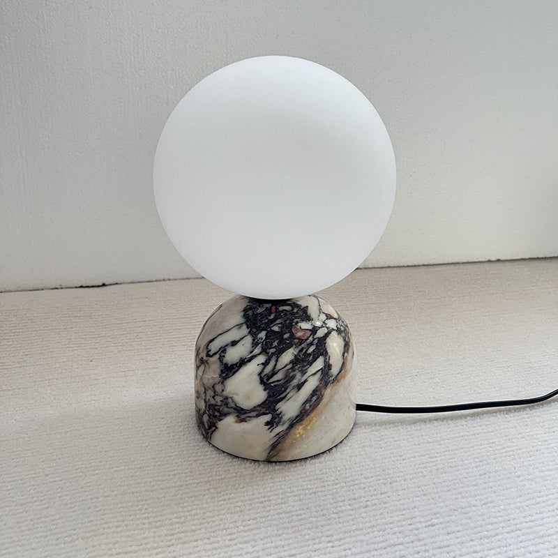 Ember Oak & Co. Aalia Marble Table Lamp — Natural Travertine Stone