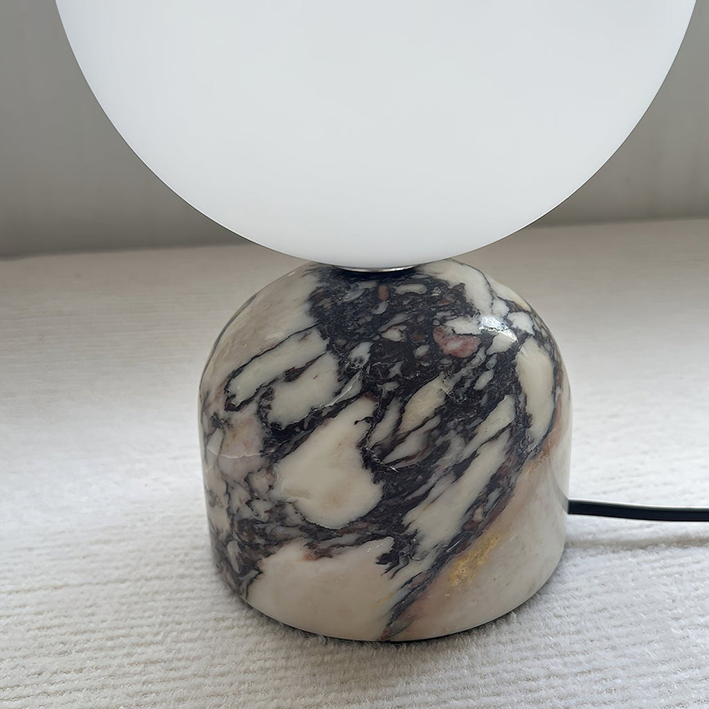 Ember Oak & Co. Aalia Marble Table Lamp — Natural Travertine Stone