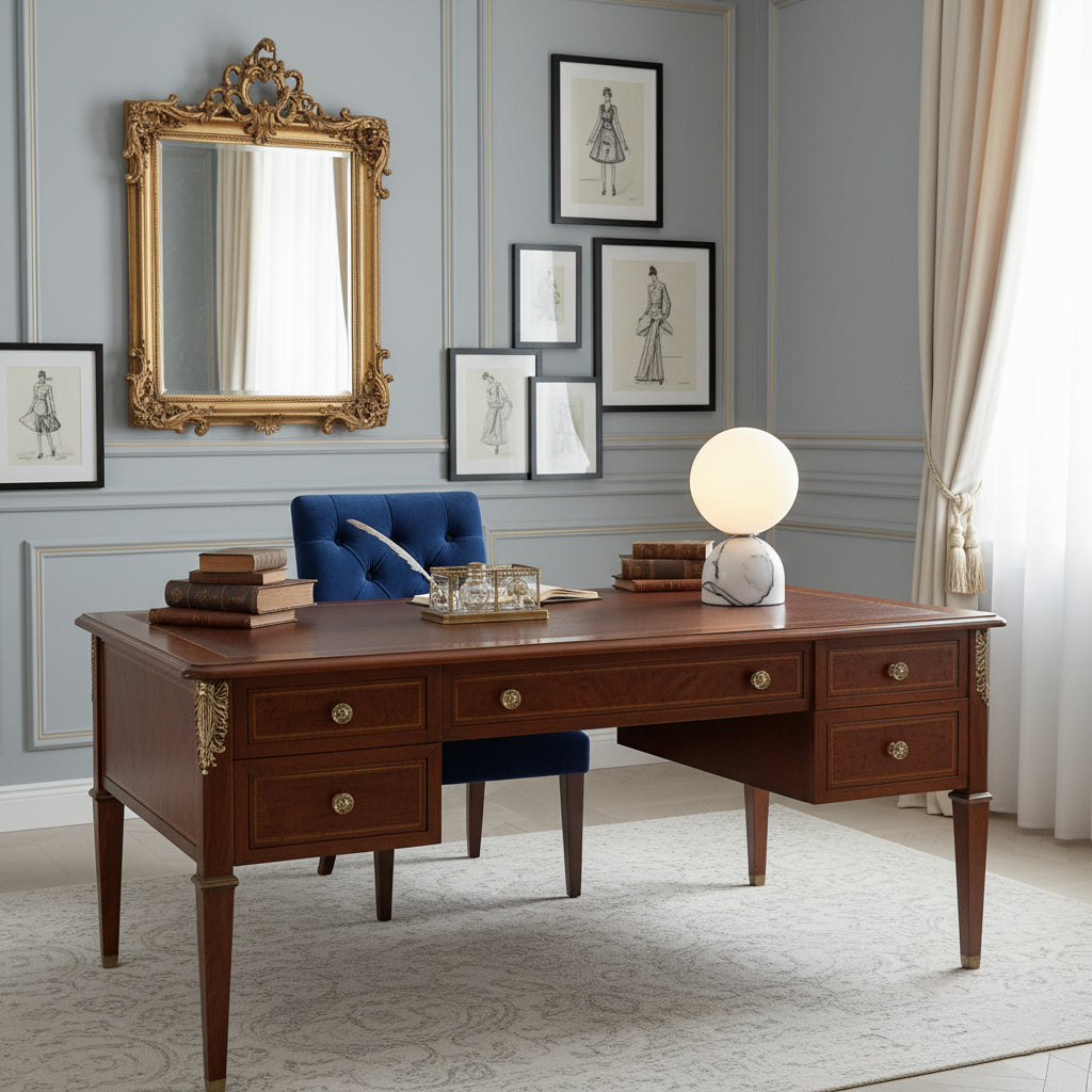 Ember Oak & Co. Aalia Marble Table Lamp — Natural Travertine Stone