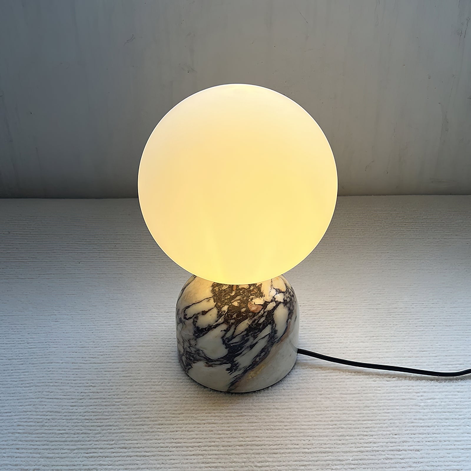 Ember Oak & Co. Aalia Marble Table Lamp — Natural Travertine Stone