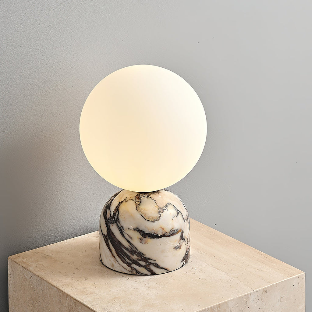 Ember Oak & Co. Aalia Marble Table Lamp — Natural Travertine Stone