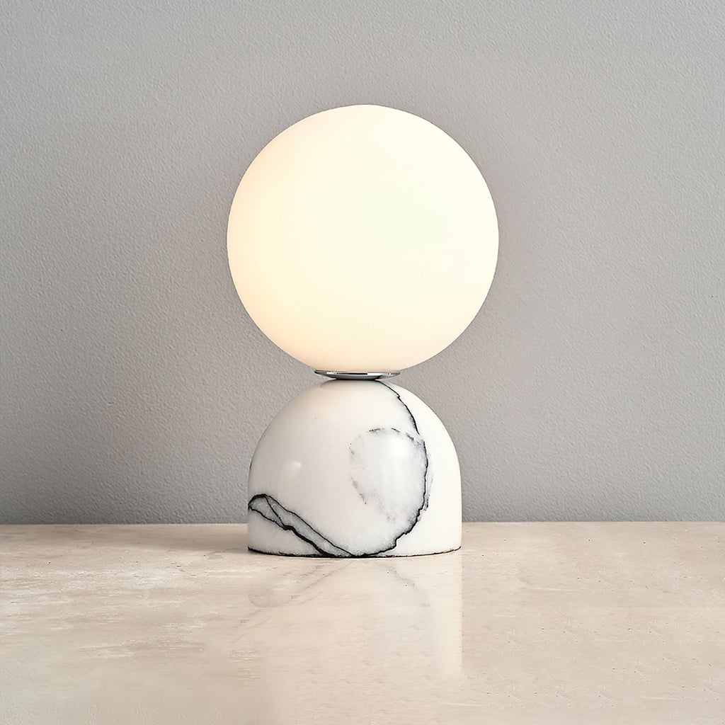 Ember Oak & Co. Aalia Marble Table Lamp — Natural Travertine Stone