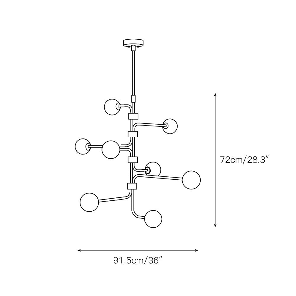 Ember Oak & Co. Aballs Chandelier — Solid Brass Finish