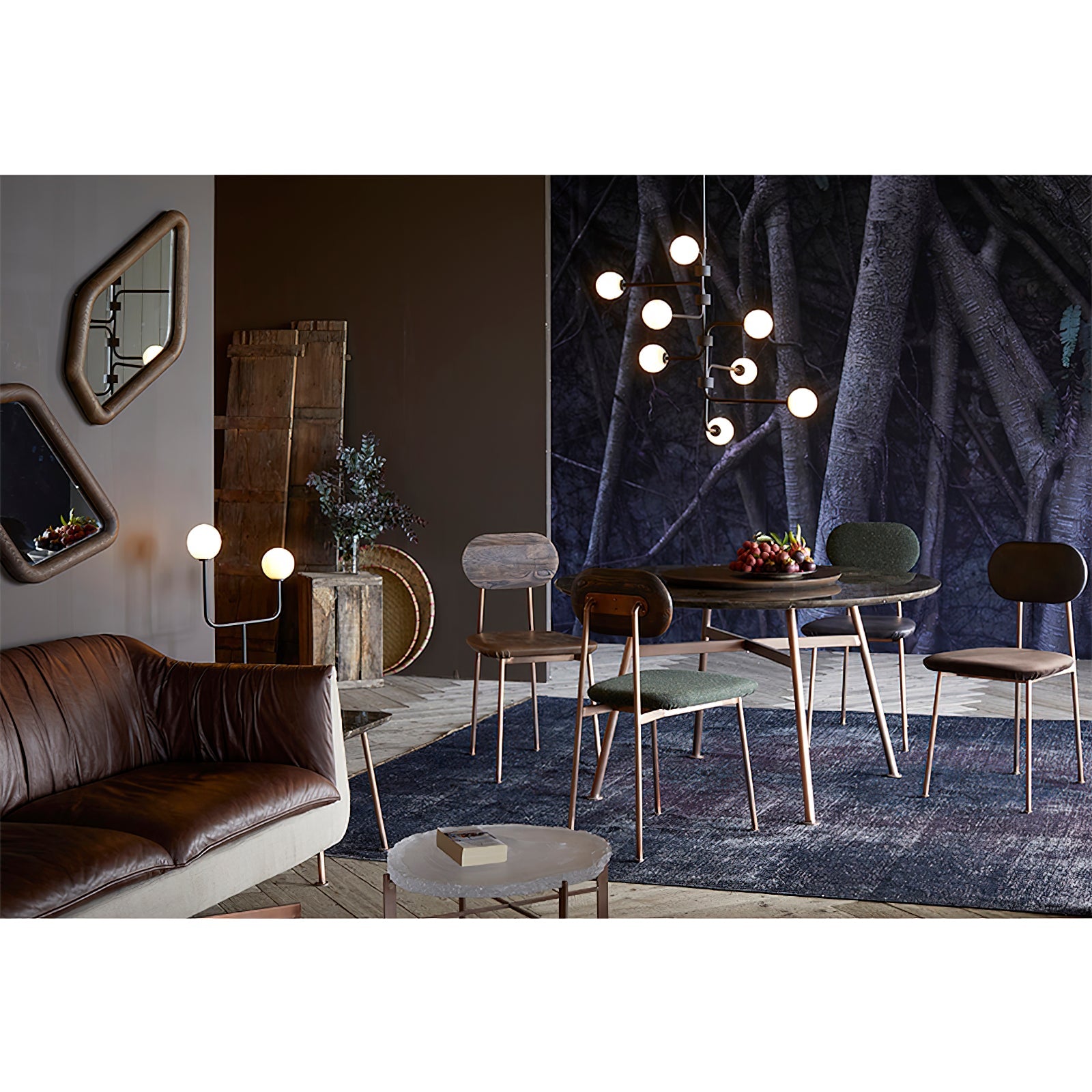 Ember Oak & Co. Aballs Chandelier — Solid Brass Finish
