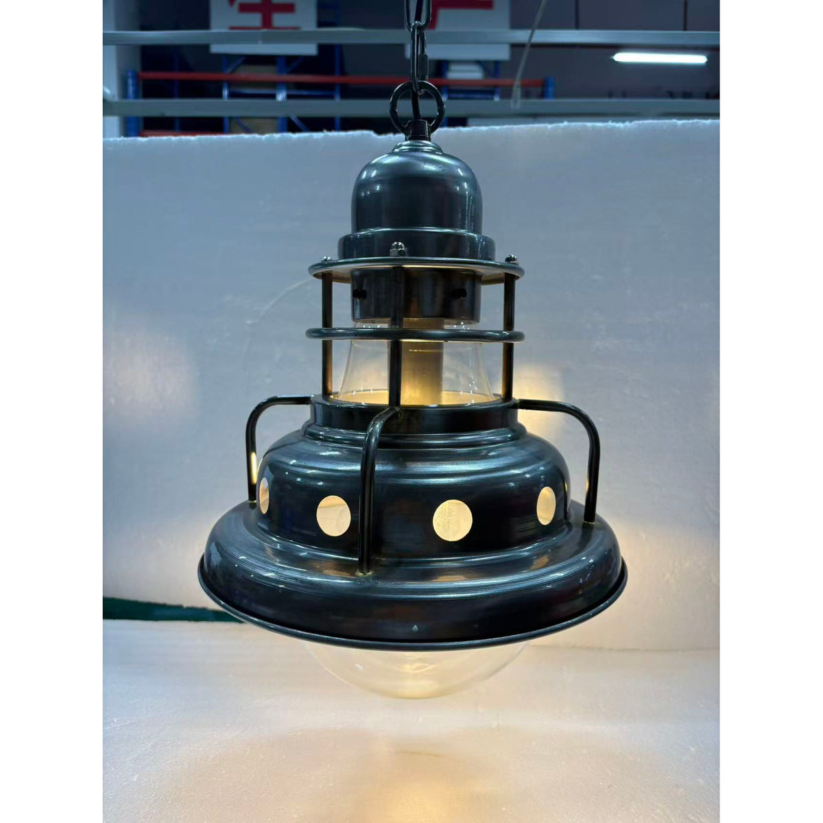 Ember Oak & Co. Abeleisa 11.8" Copper Industrial Pendant Light