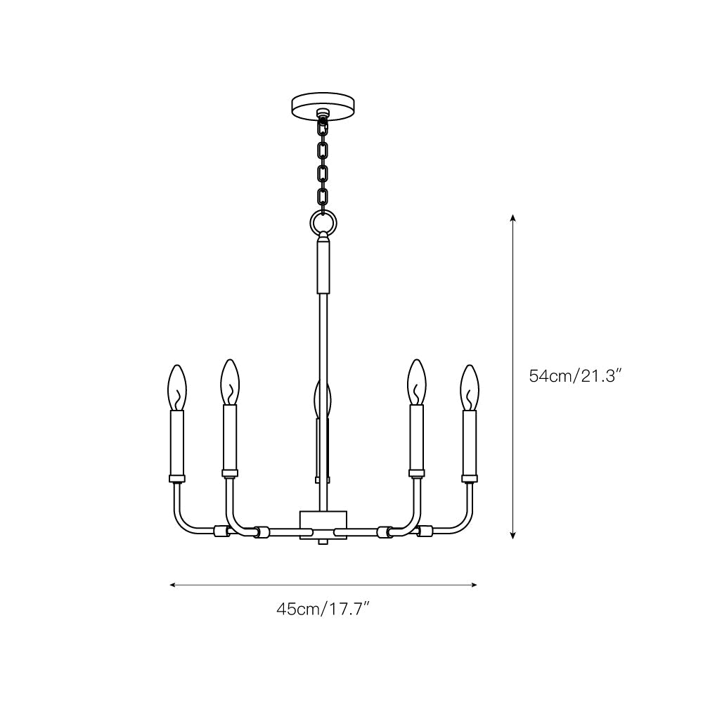 Ember Oak & Co. Abner Chandelier — Solid Brass Finish