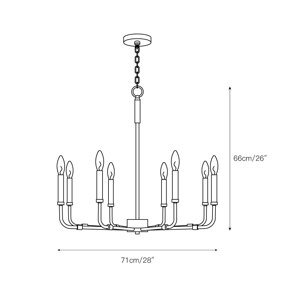 Ember Oak & Co. Abner Chandelier — Solid Brass Finish