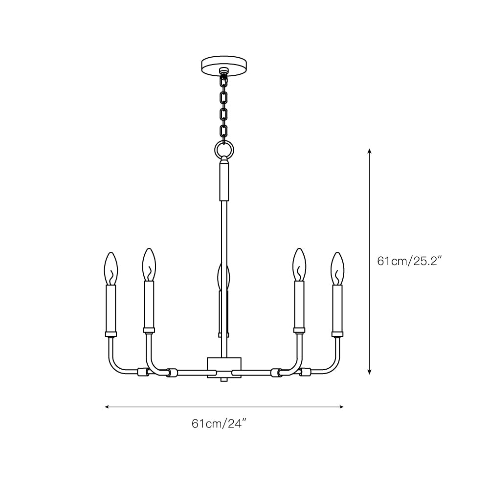 Ember Oak & Co. Abner Chandelier — Solid Brass Finish
