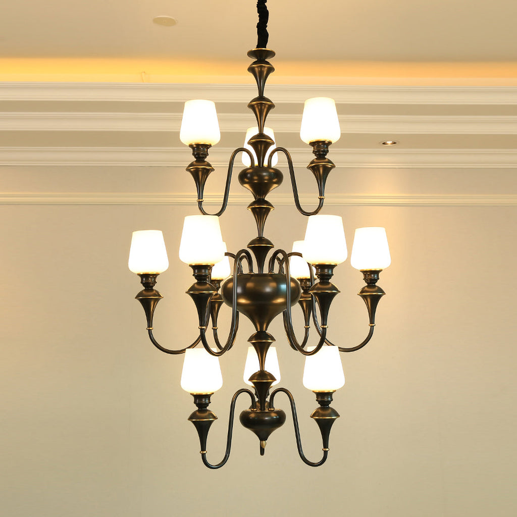 Ember Oak & Co. Abrahamson Shaded Tiered Chandelier