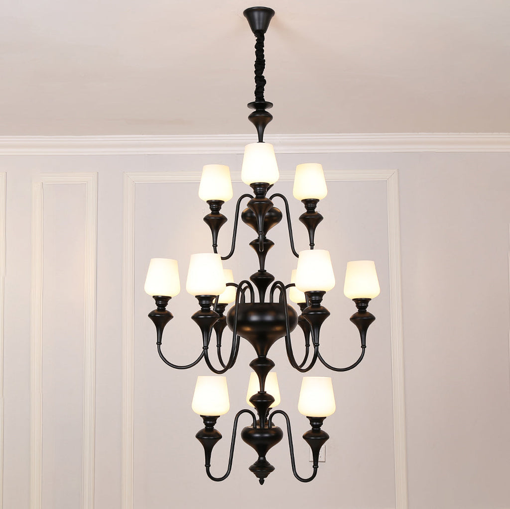 Ember Oak & Co. Abrahamson Shaded Tiered Chandelier
