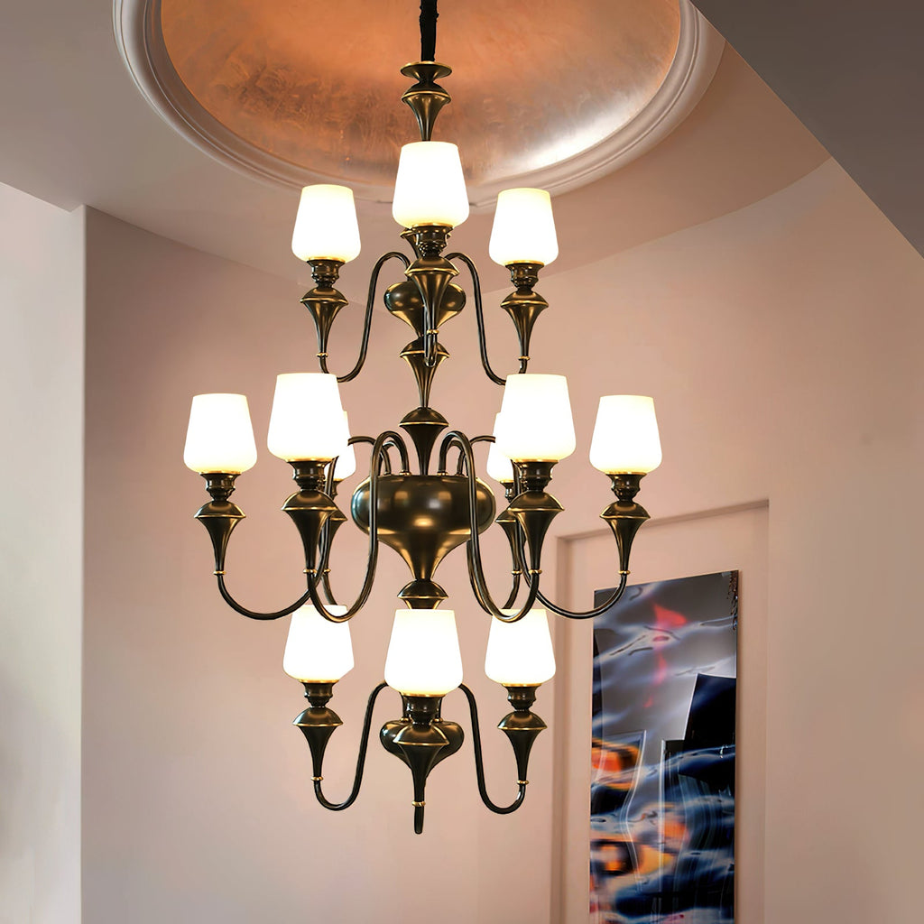 Ember Oak & Co. Abrahamson Shaded Tiered Chandelier