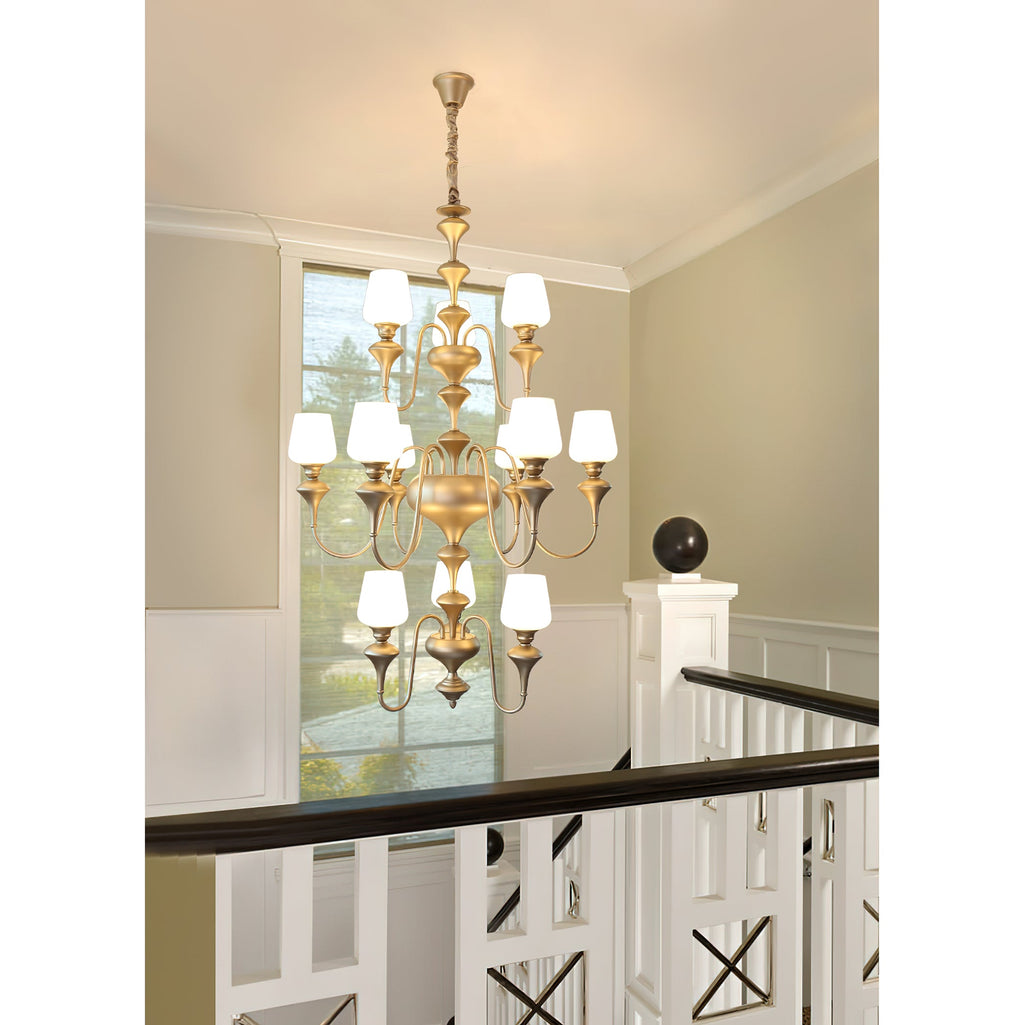 Ember Oak & Co. Abrahamson Shaded Tiered Chandelier