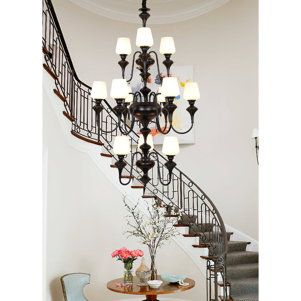 Ember Oak & Co. Abrahamson Shaded Tiered Chandelier