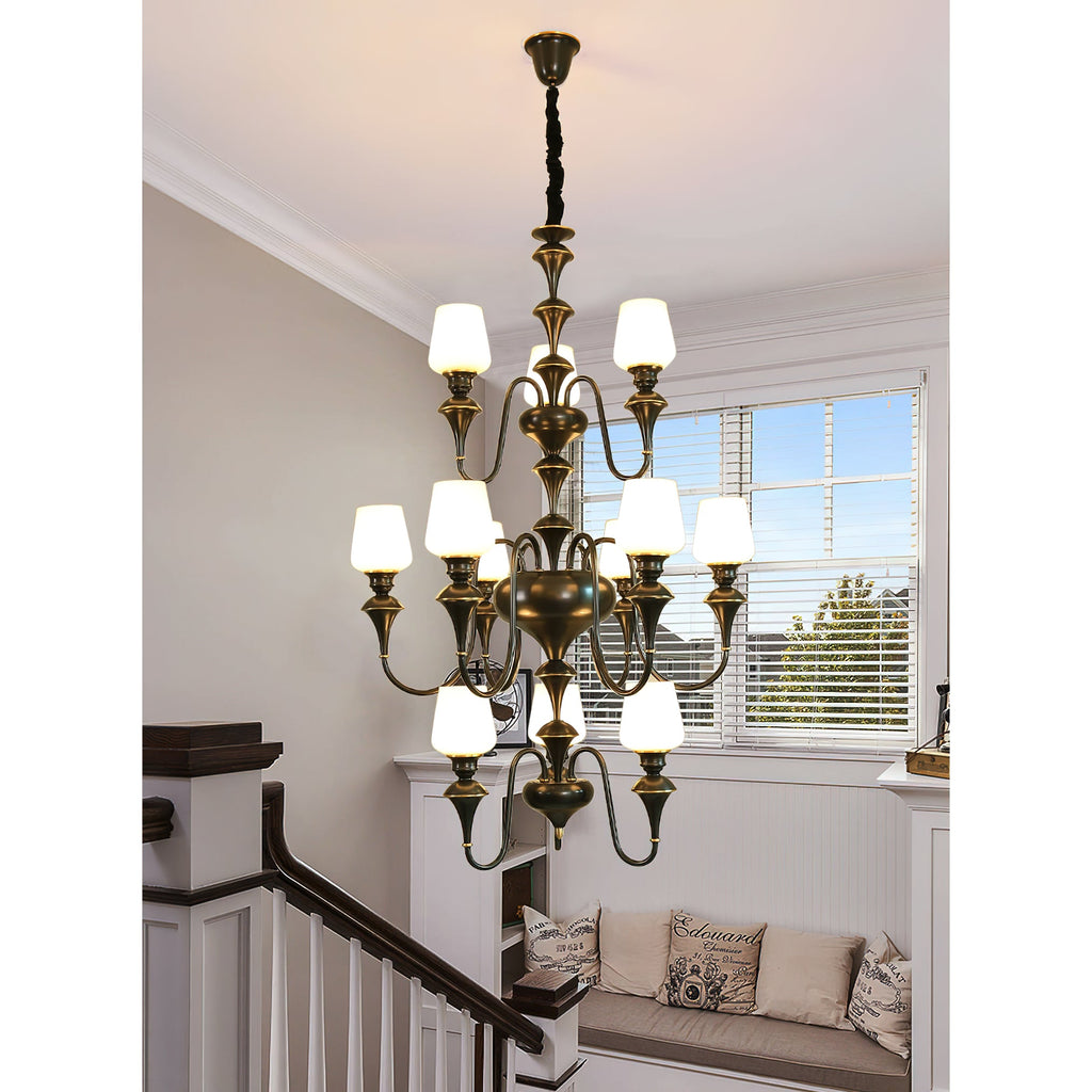 Ember Oak & Co. Abrahamson Shaded Tiered Chandelier