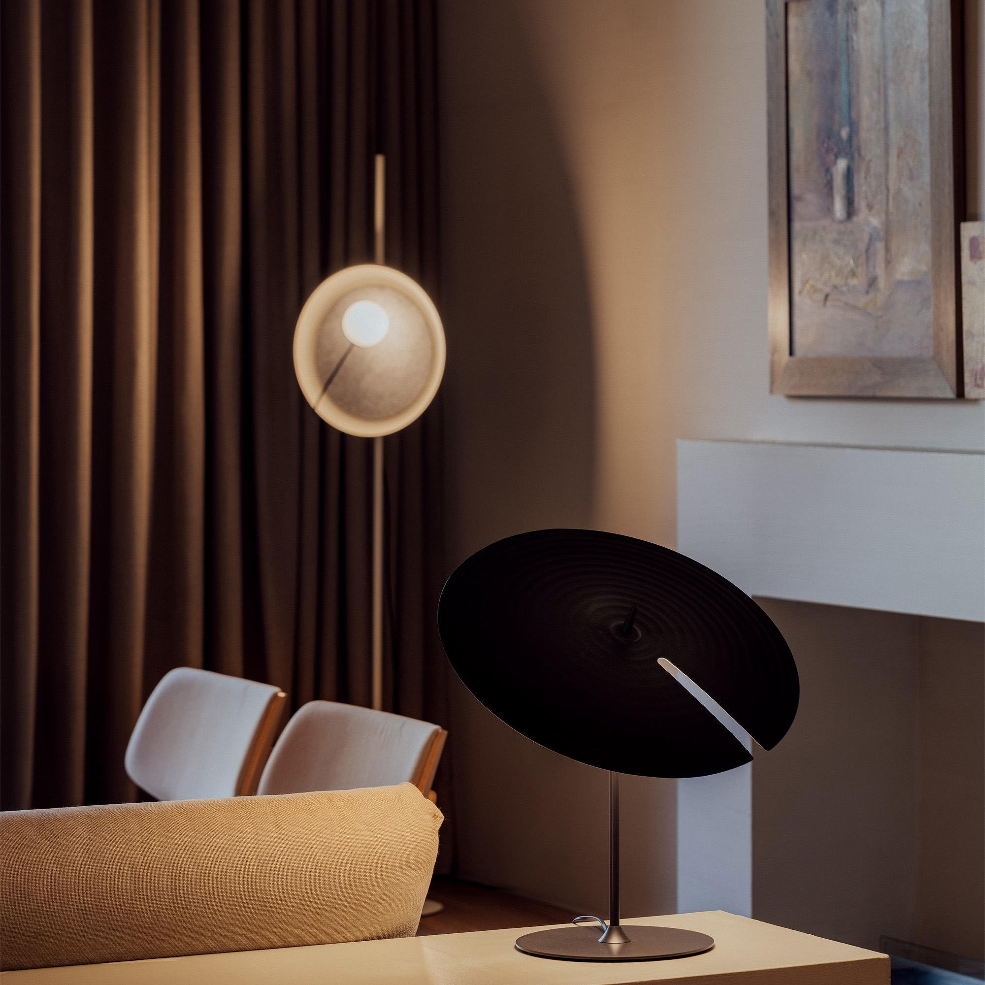 Ember Oak & Co. Acoustic Disc Floor Lamp — Glass Design
