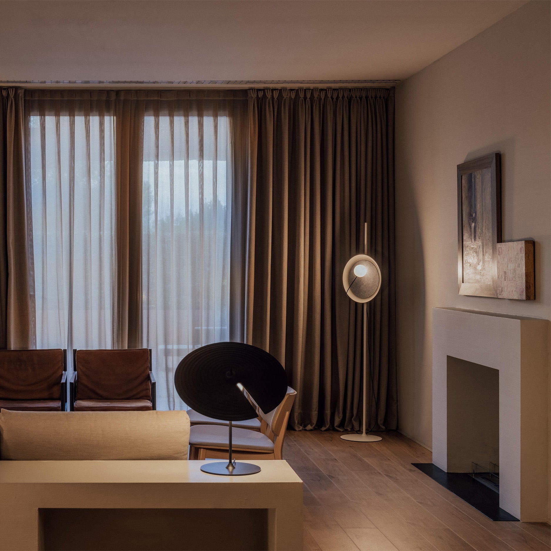 Ember Oak & Co. Acoustic Disc Floor Lamp — Glass Design