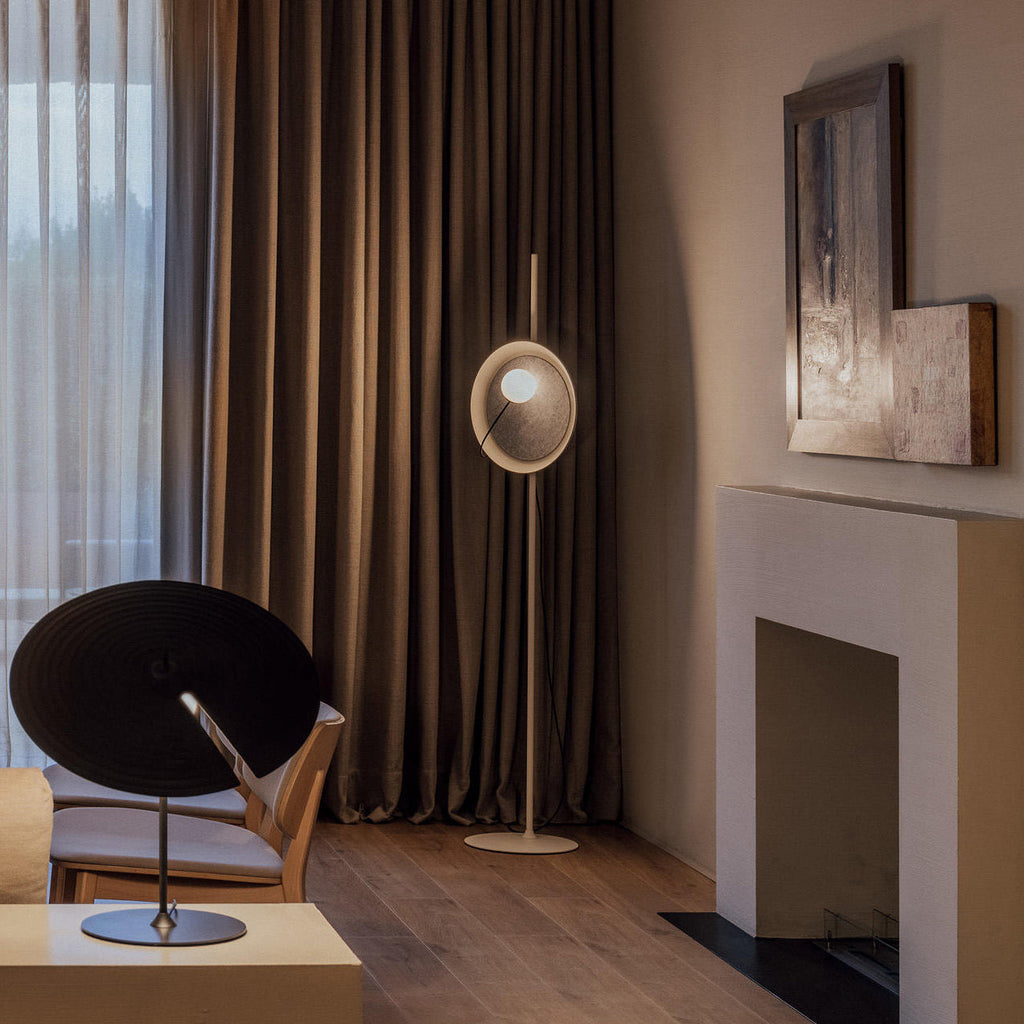 Ember Oak & Co. Acoustic Disc Floor Lamp — Glass Design