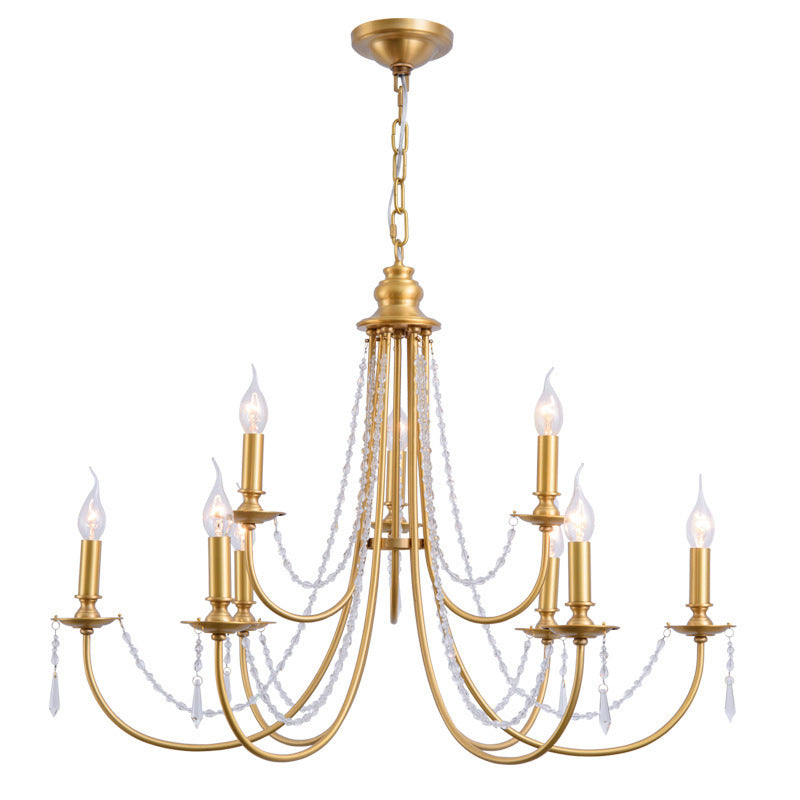 Ember Oak & Co. Acroma Crystal Chandelier — Solid Brass Finish