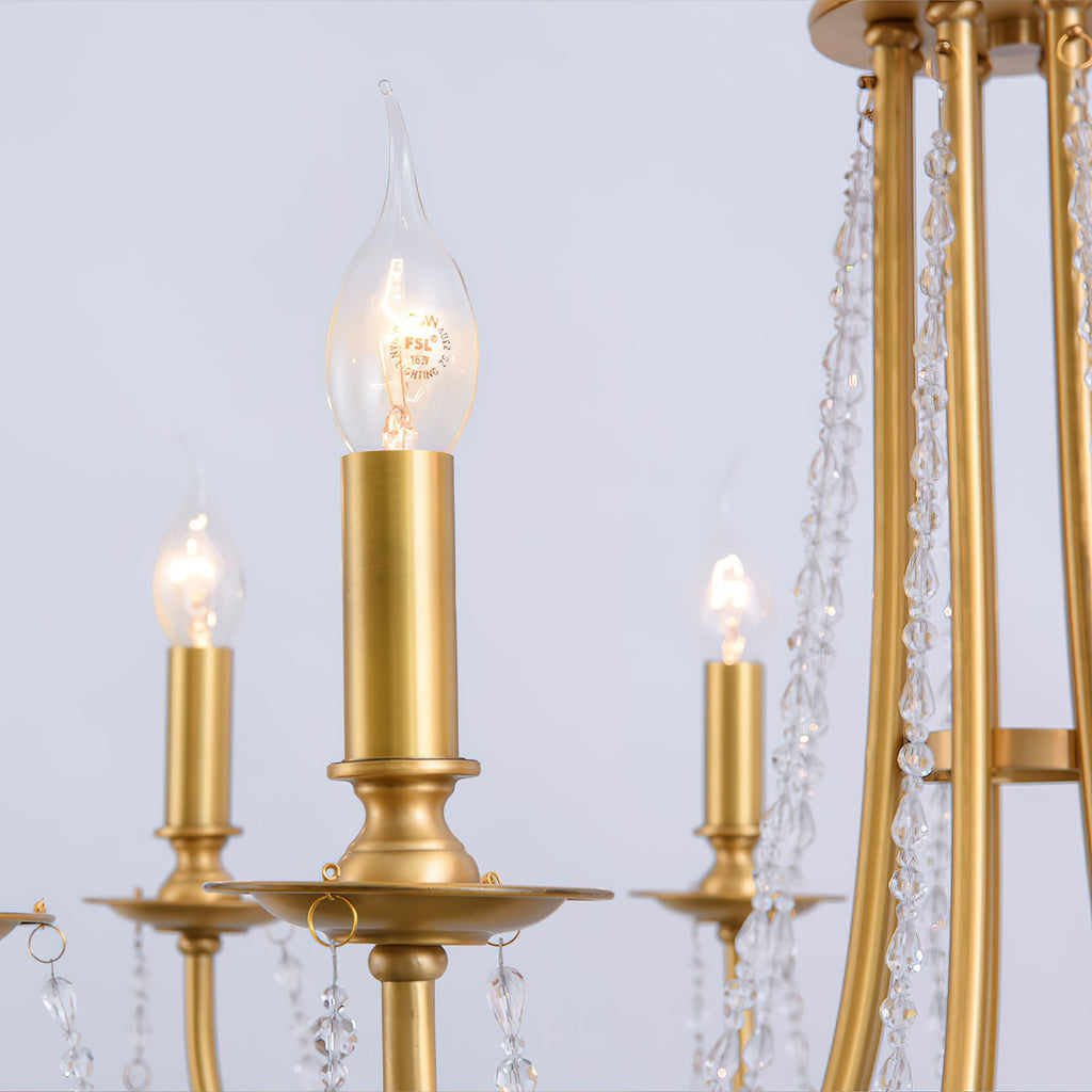 Ember Oak & Co. Acroma Crystal Chandelier — Solid Brass Finish