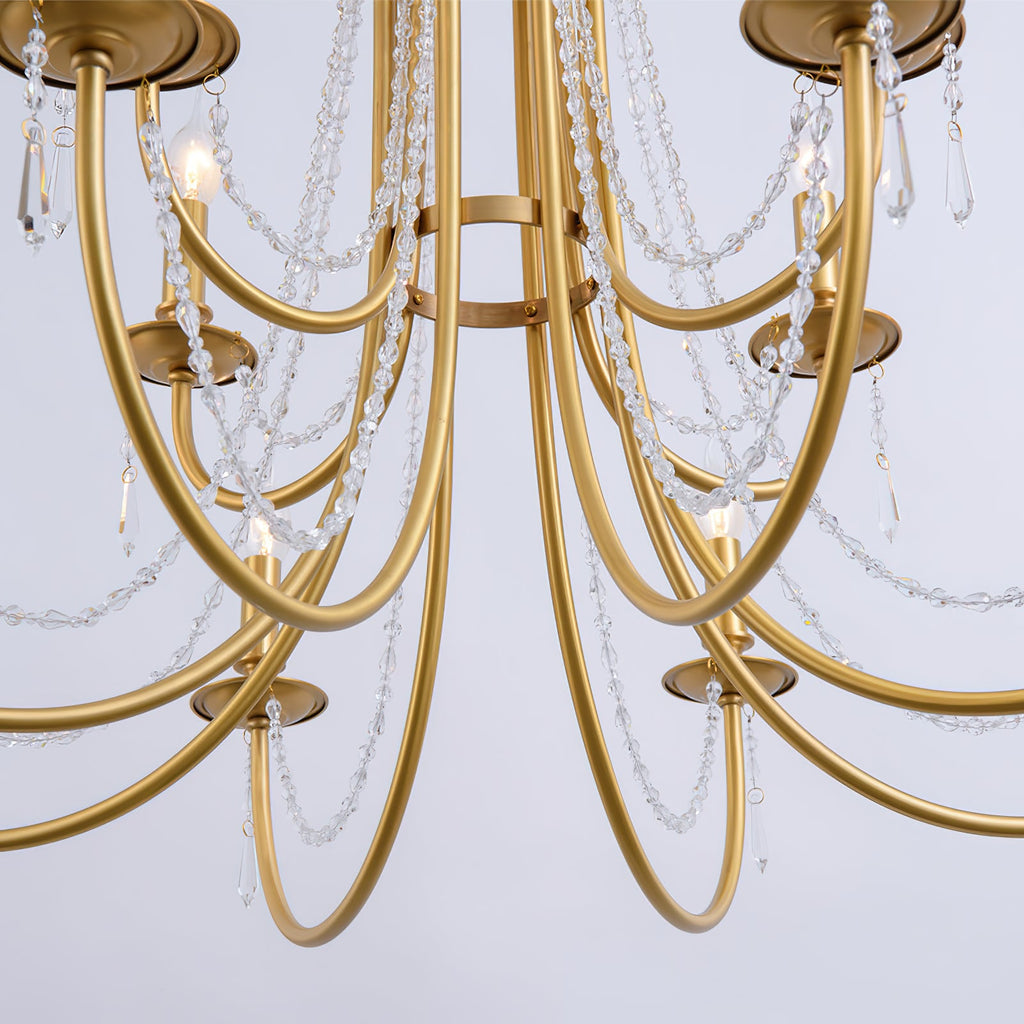 Ember Oak & Co. Acroma Crystal Chandelier — Solid Brass Finish