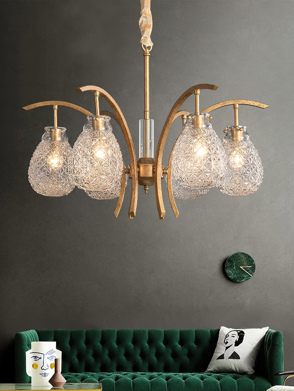 Ember Oak & Co. Adams Chandelier — Solid Brass Finish