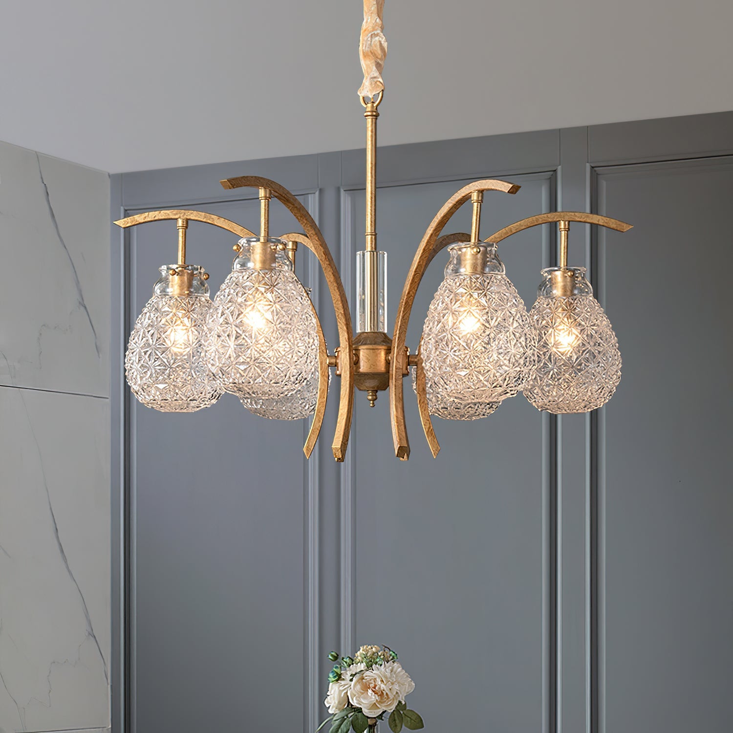 Ember Oak & Co. Adams Chandelier — Solid Brass Finish