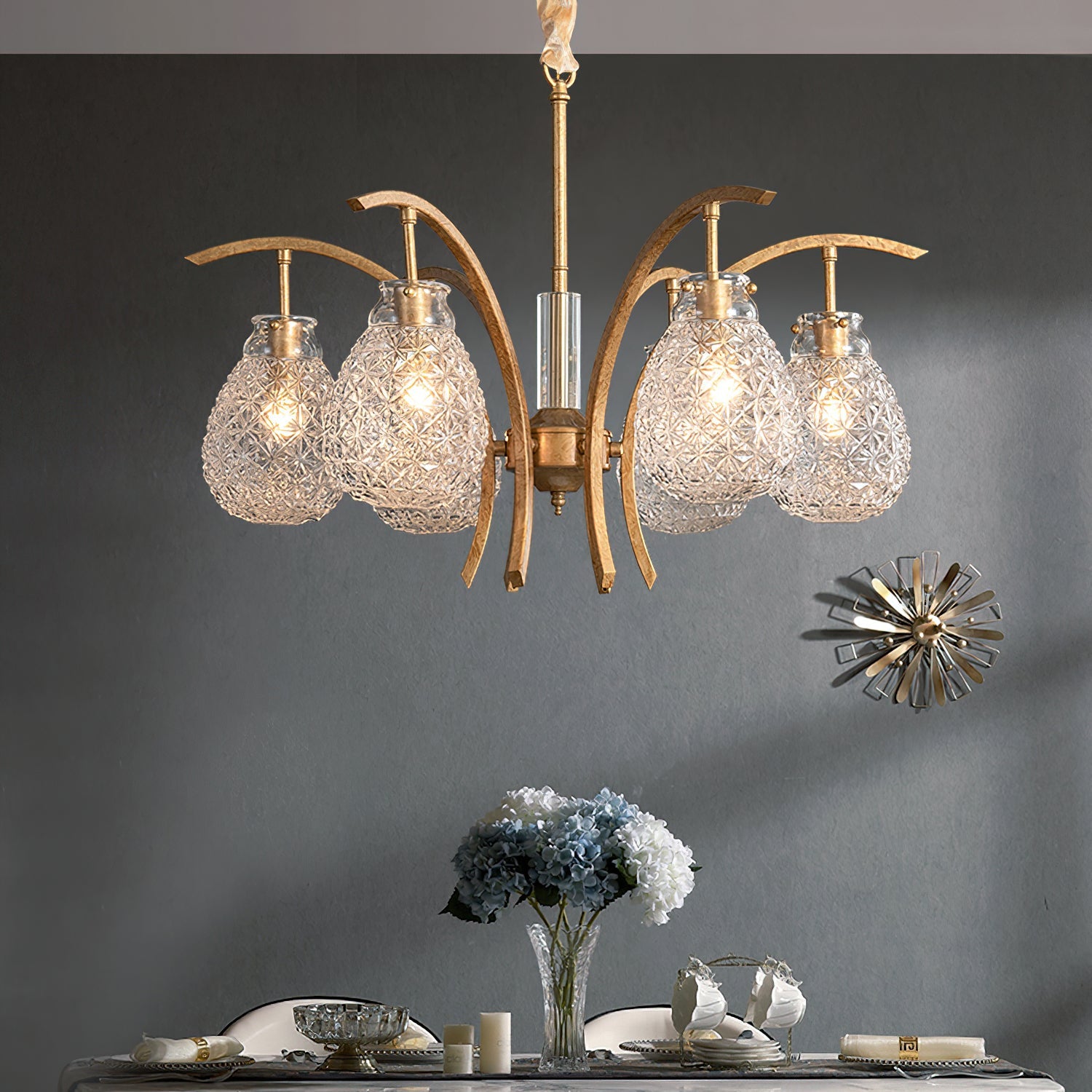 Ember Oak & Co. Adams Chandelier — Solid Brass Finish