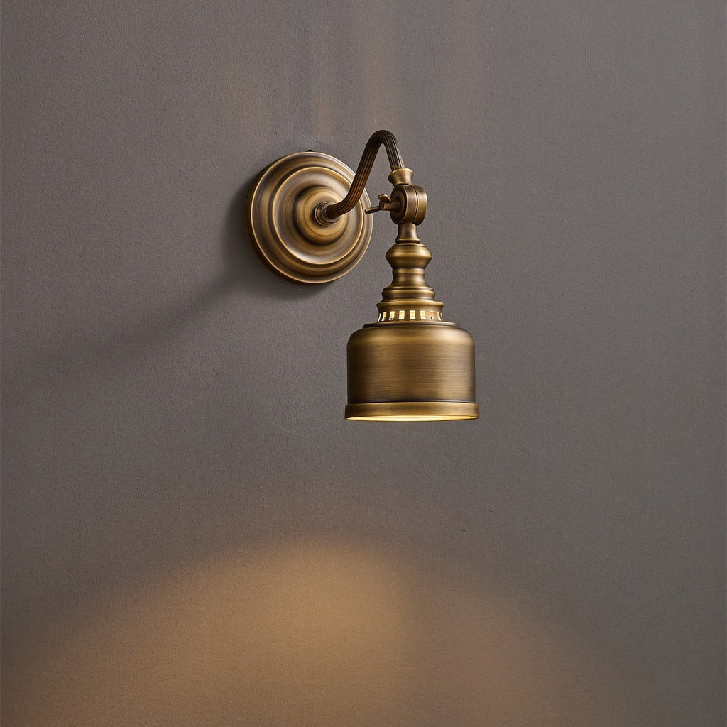 Ember Oak & Co. Addison Gooseneck Wall Lamp — Solid Brass Finish