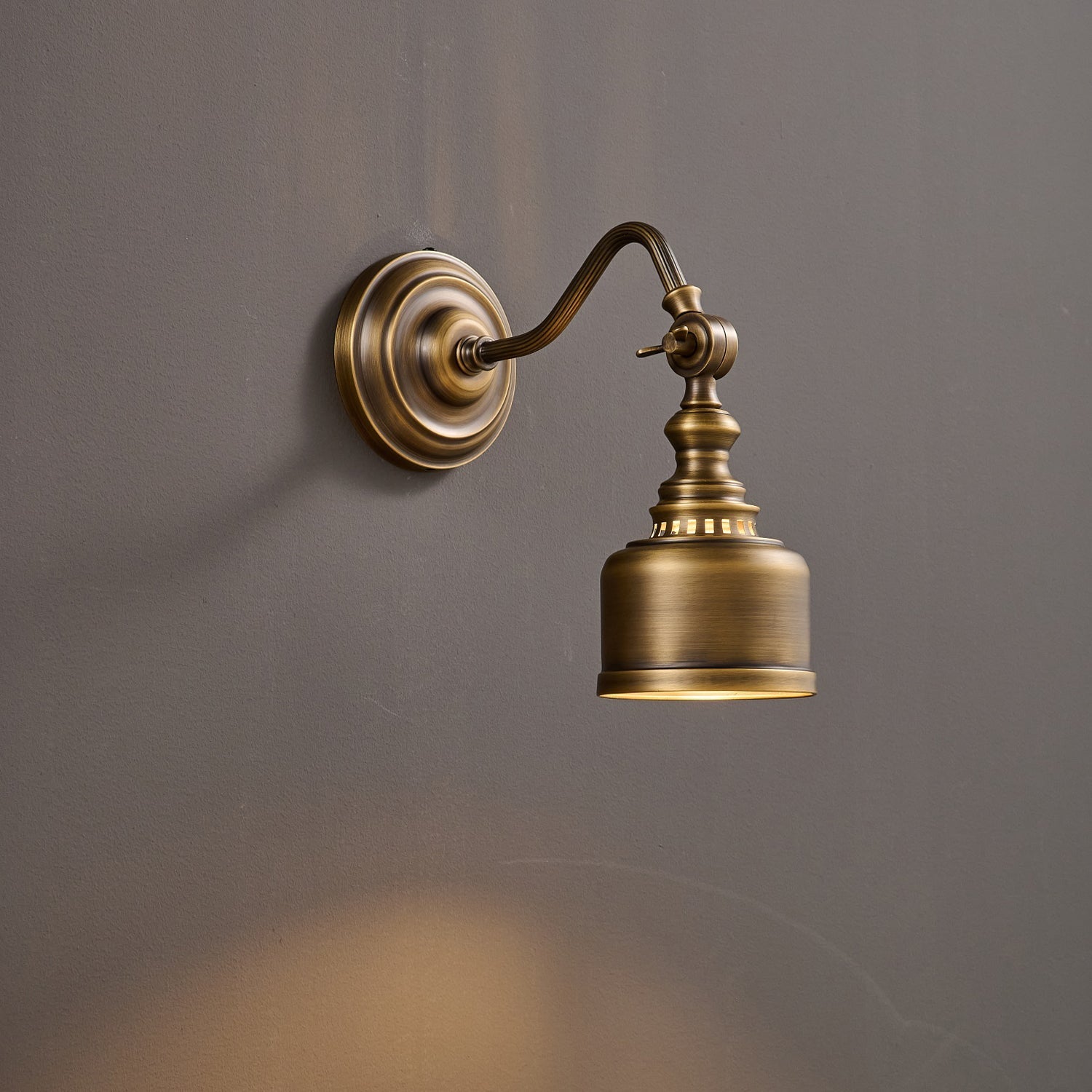 Ember Oak & Co. Addison Gooseneck Wall Lamp — Solid Brass Finish
