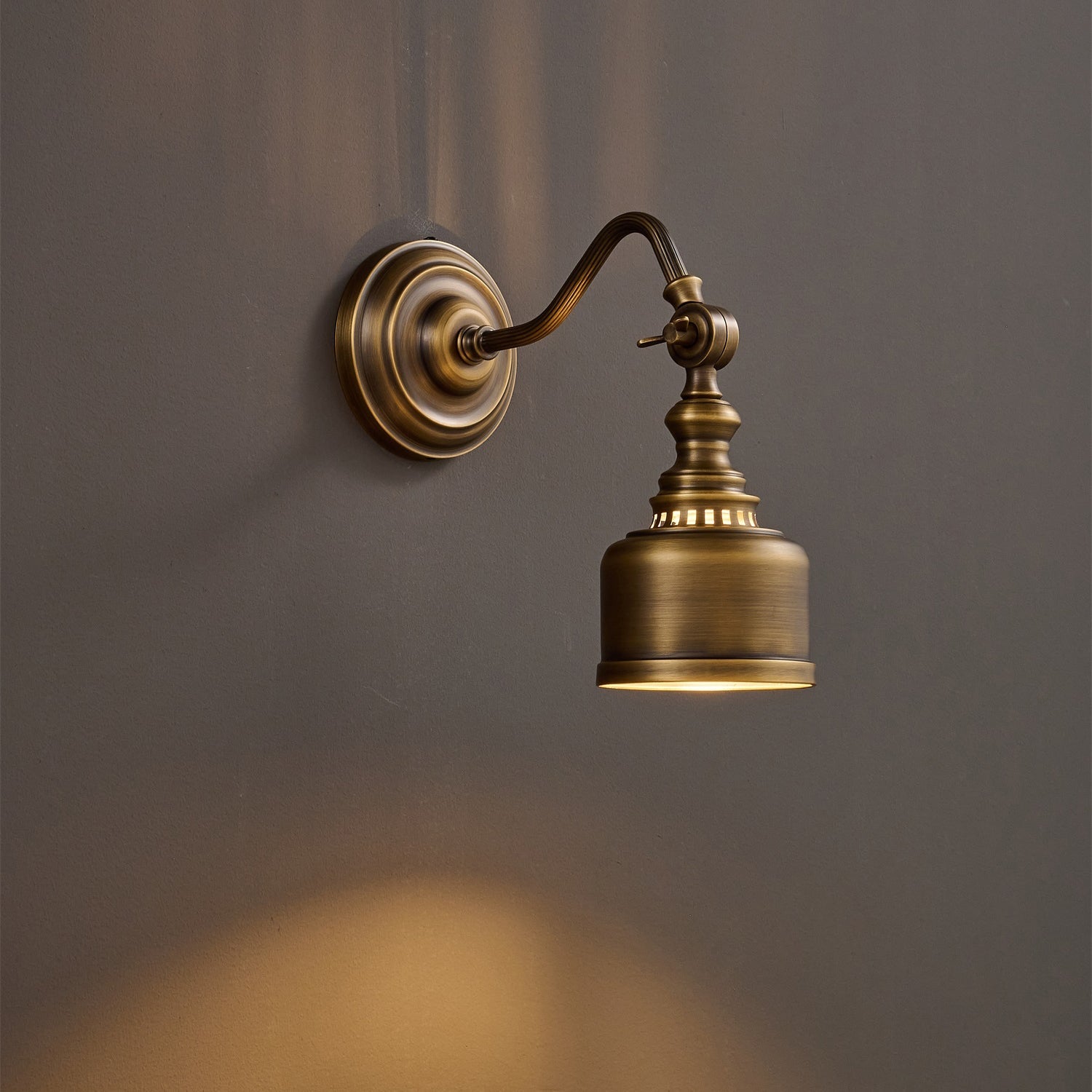 Ember Oak & Co. Addison Gooseneck Wall Lamp — Solid Brass Finish