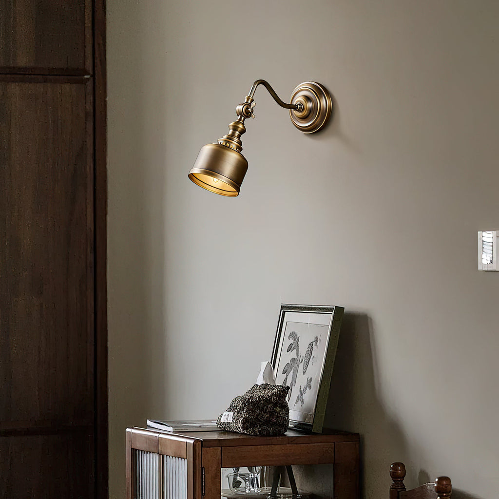 Ember Oak & Co. Addison Gooseneck Wall Lamp — Solid Brass Finish