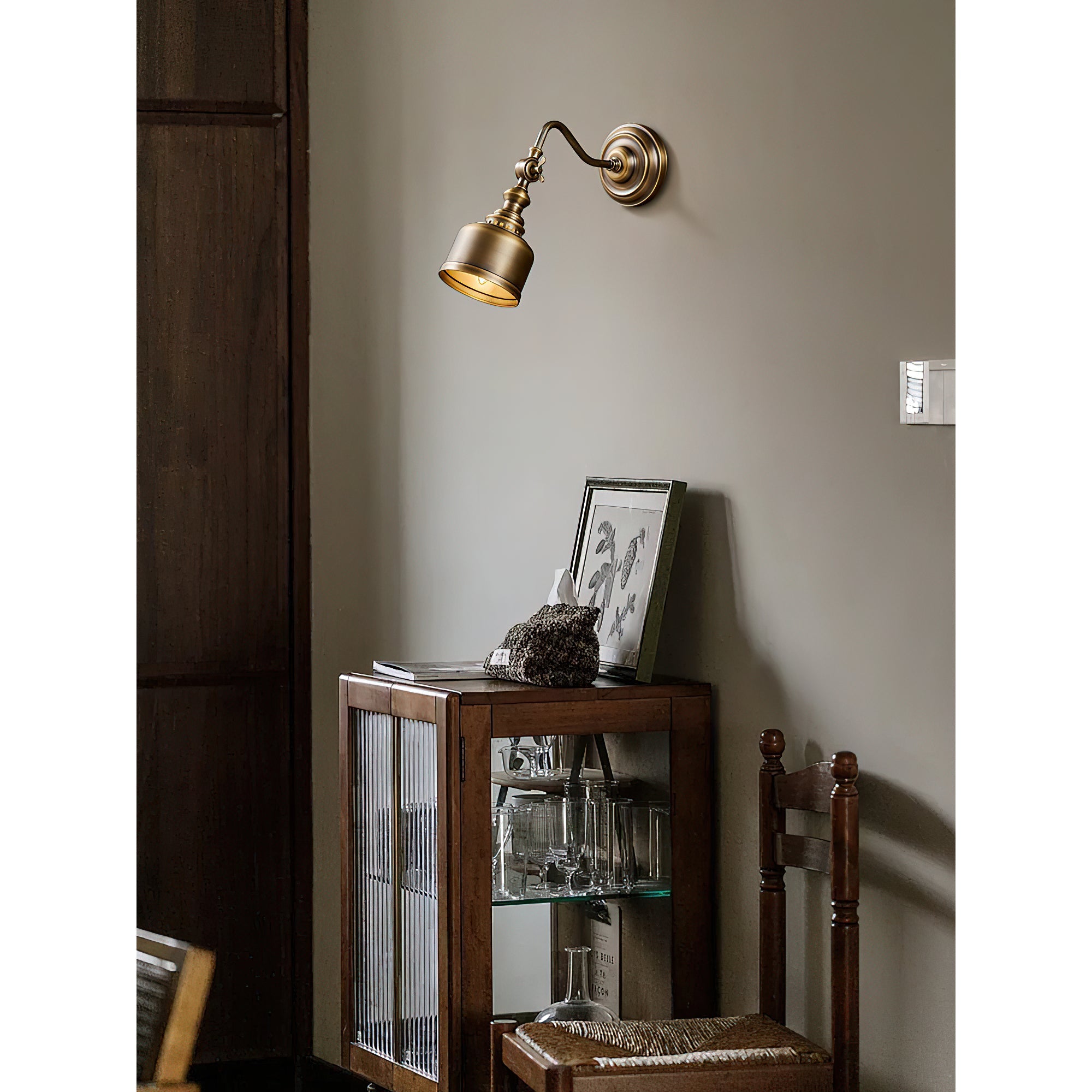 Ember Oak & Co. Addison Gooseneck Wall Lamp — Solid Brass Finish