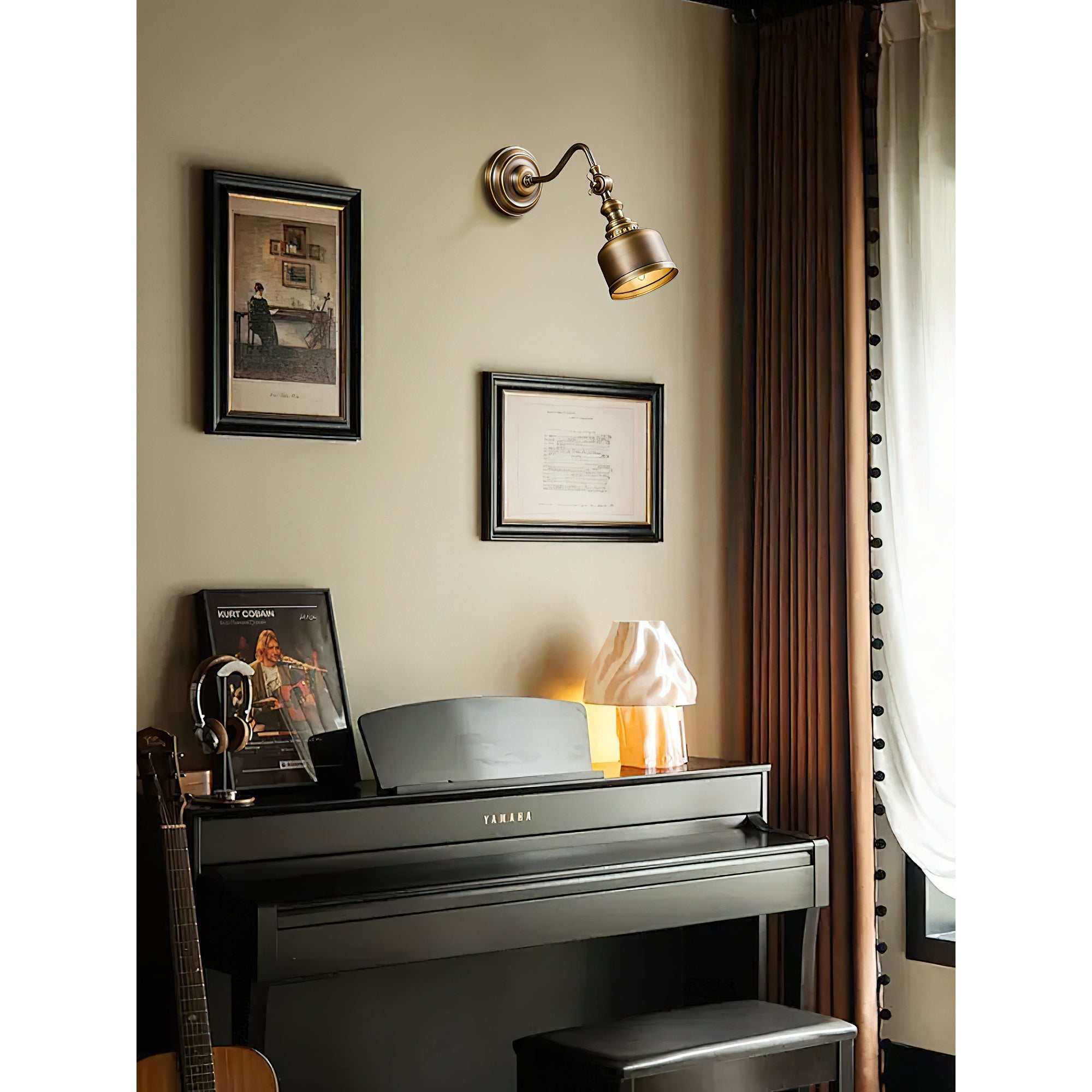 Ember Oak & Co. Addison Gooseneck Wall Lamp — Solid Brass Finish