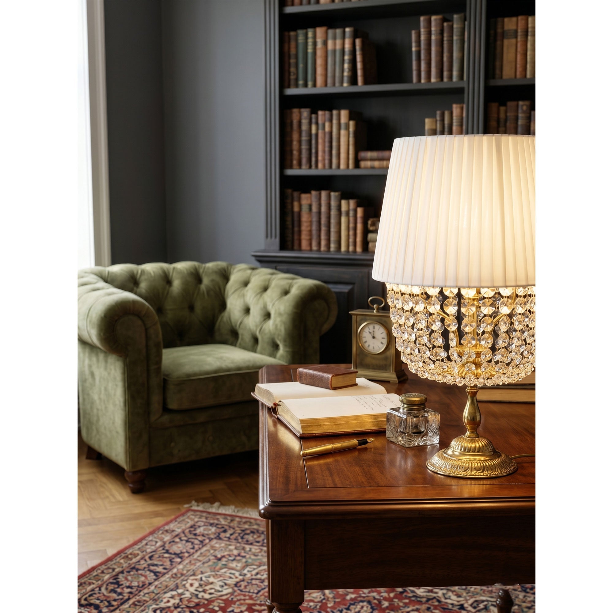 Ember Oak & Co. Adelia Crystal Table Lamp — Solid Brass Finish