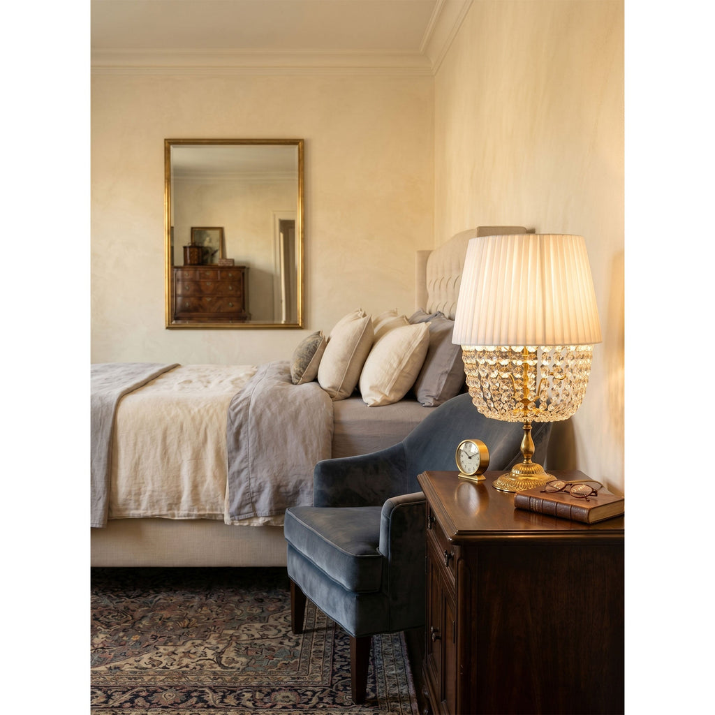 Ember Oak & Co. Adelia Crystal Table Lamp — Solid Brass Finish