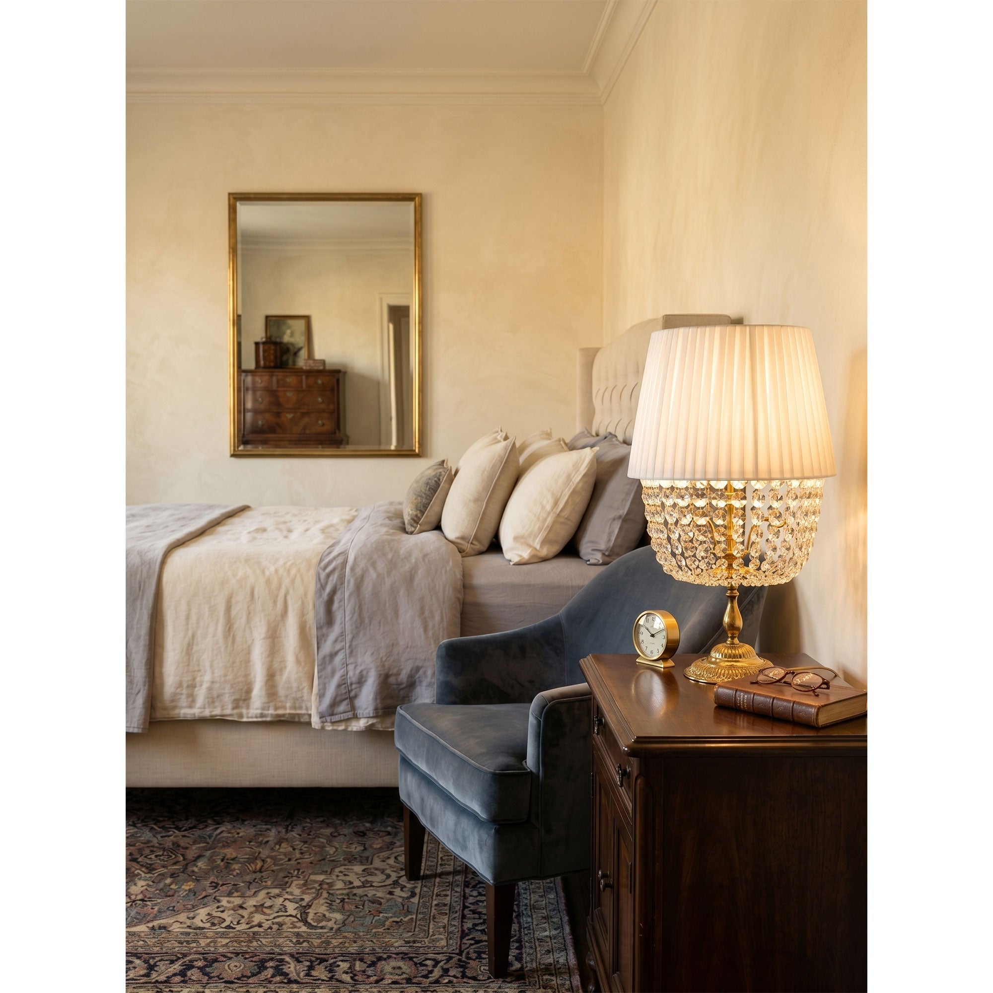 Ember Oak & Co. Adelia Crystal Table Lamp — Solid Brass Finish