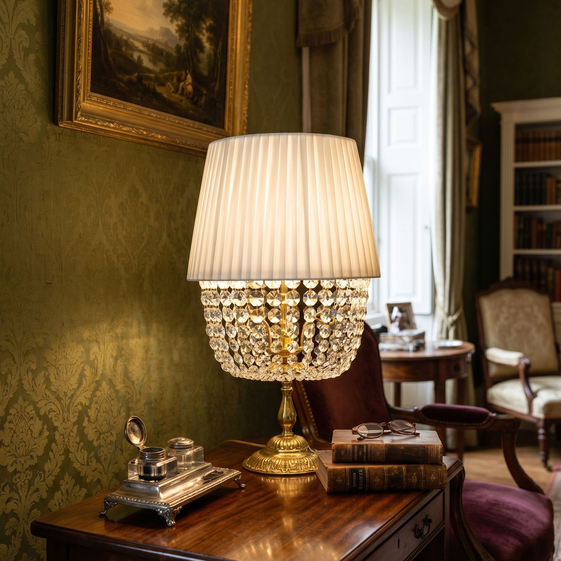 Ember Oak & Co. Adelia Crystal Table Lamp — Solid Brass Finish