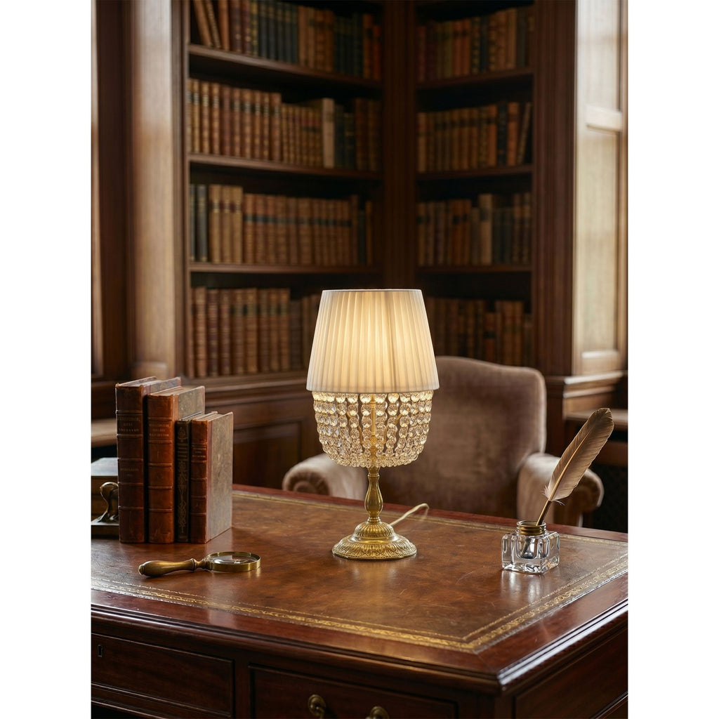 Ember Oak & Co. Adelia Crystal Table Lamp — Solid Brass Finish