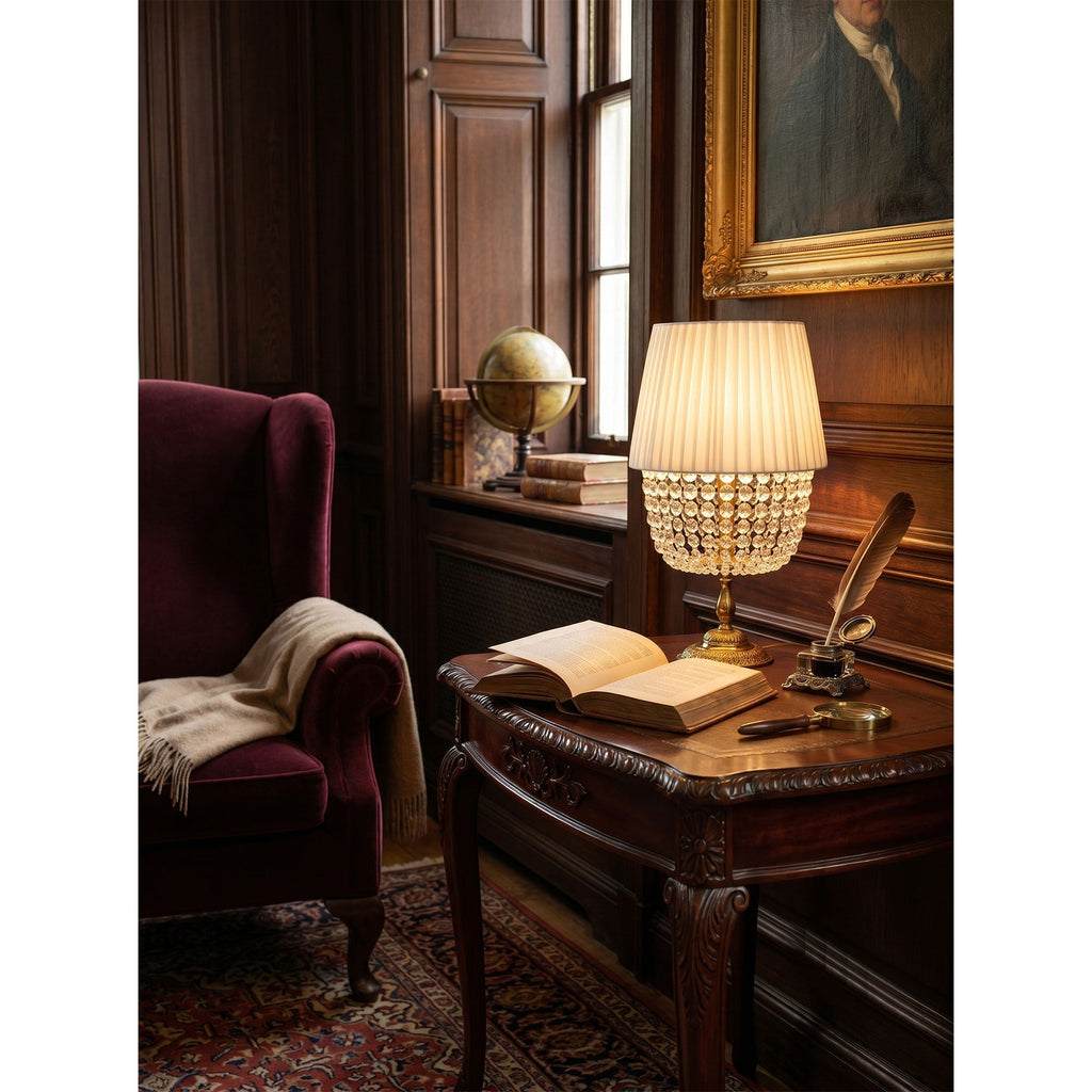 Ember Oak & Co. Adelia Crystal Table Lamp — Solid Brass Finish
