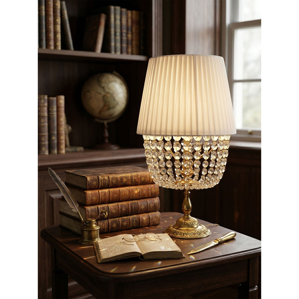 Ember Oak & Co. Adelia Crystal Table Lamp — Solid Brass Finish