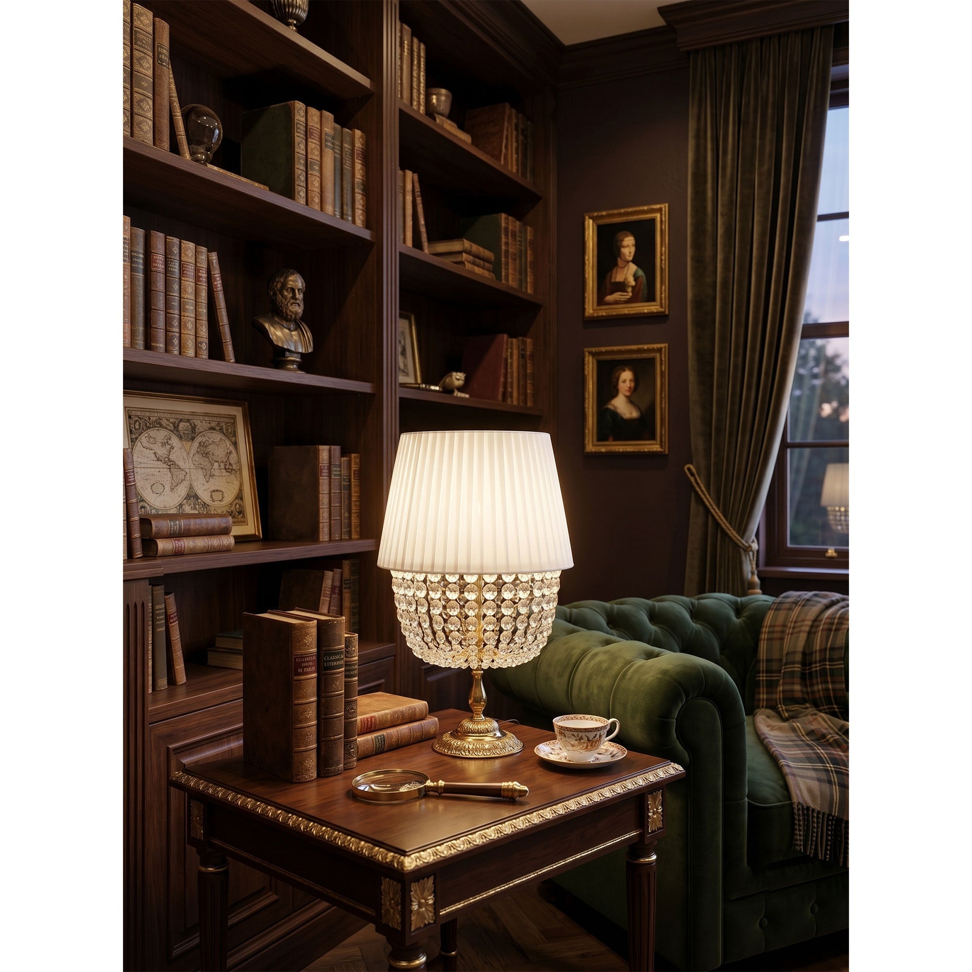 Ember Oak & Co. Adelia Crystal Table Lamp — Solid Brass Finish