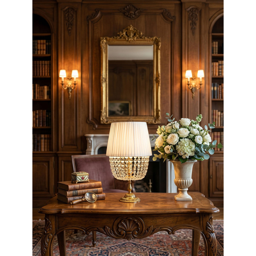Ember Oak & Co. Adelia Crystal Table Lamp — Solid Brass Finish
